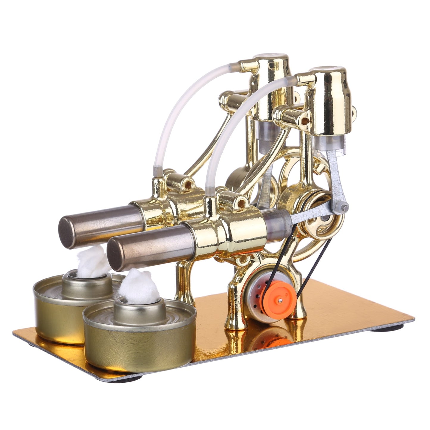 L-Type Double Cylinder Stirling Engine Educational Generator Model with LED Lights and Bulb for Science Learning and Experimentation Multi-Cylinder Stirling Engine Diyengmod