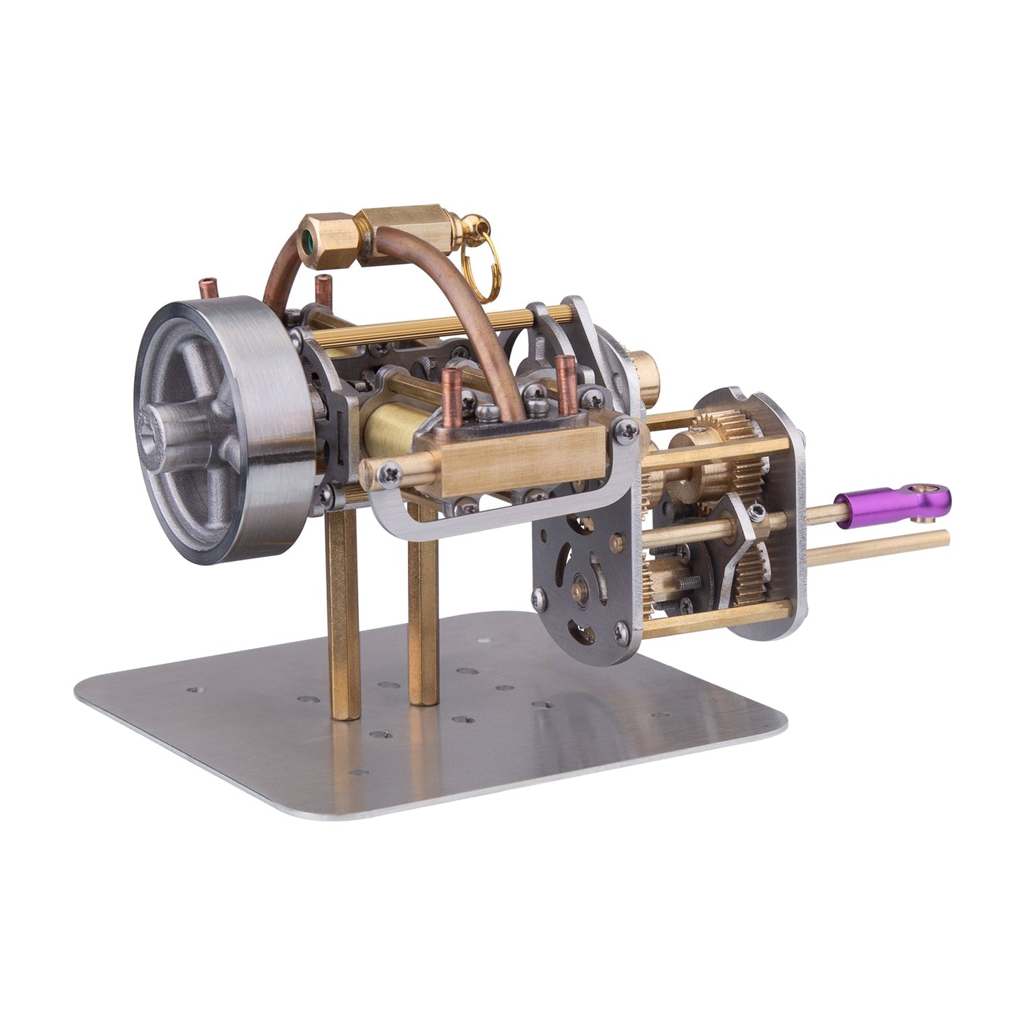 Compact 4-Cylinder Opposed Steam Engine Model with Gearbox for Miniature Model Ships Steam Engine Diyengmod