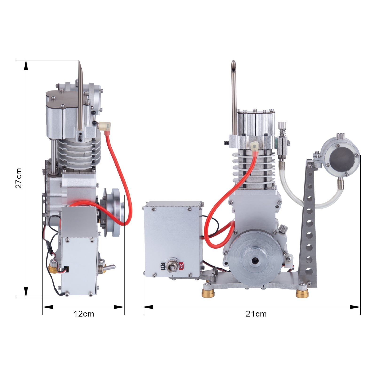 15cc Vertical Single-cylinder Four-stroke Internal Combustion Engine Model - Educational Physics Mechanical Craft Kit (Includes Base, Power Distribution Cabinet, and Tank) Engine Models Diyengmod