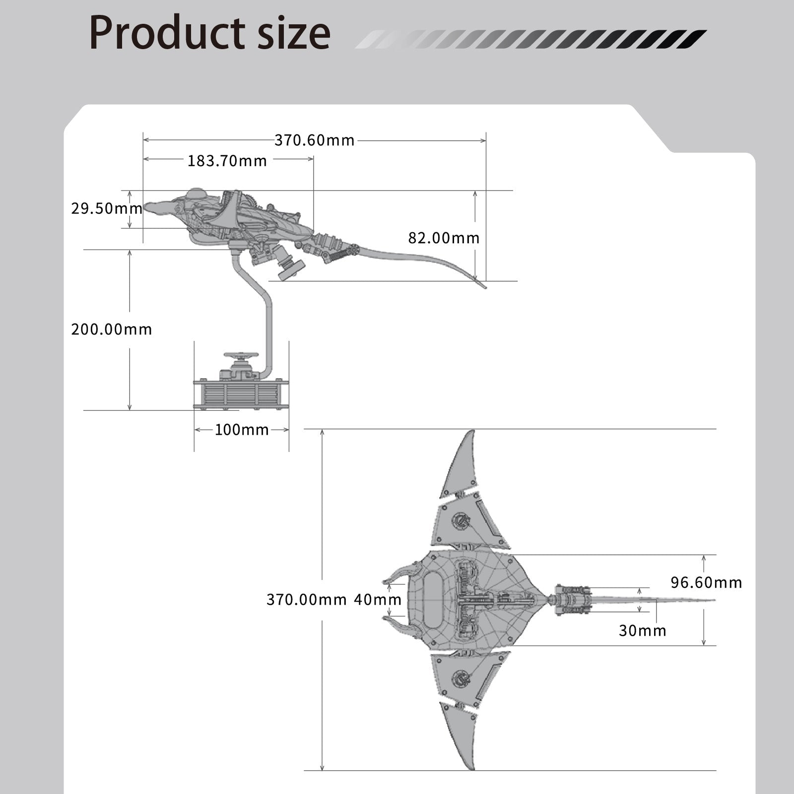 Illuminated 3D Metal Manta Ray Mechanical Model Kit - DIY Bionic Assembly 3D Puzzle Model Kit Diyengmod