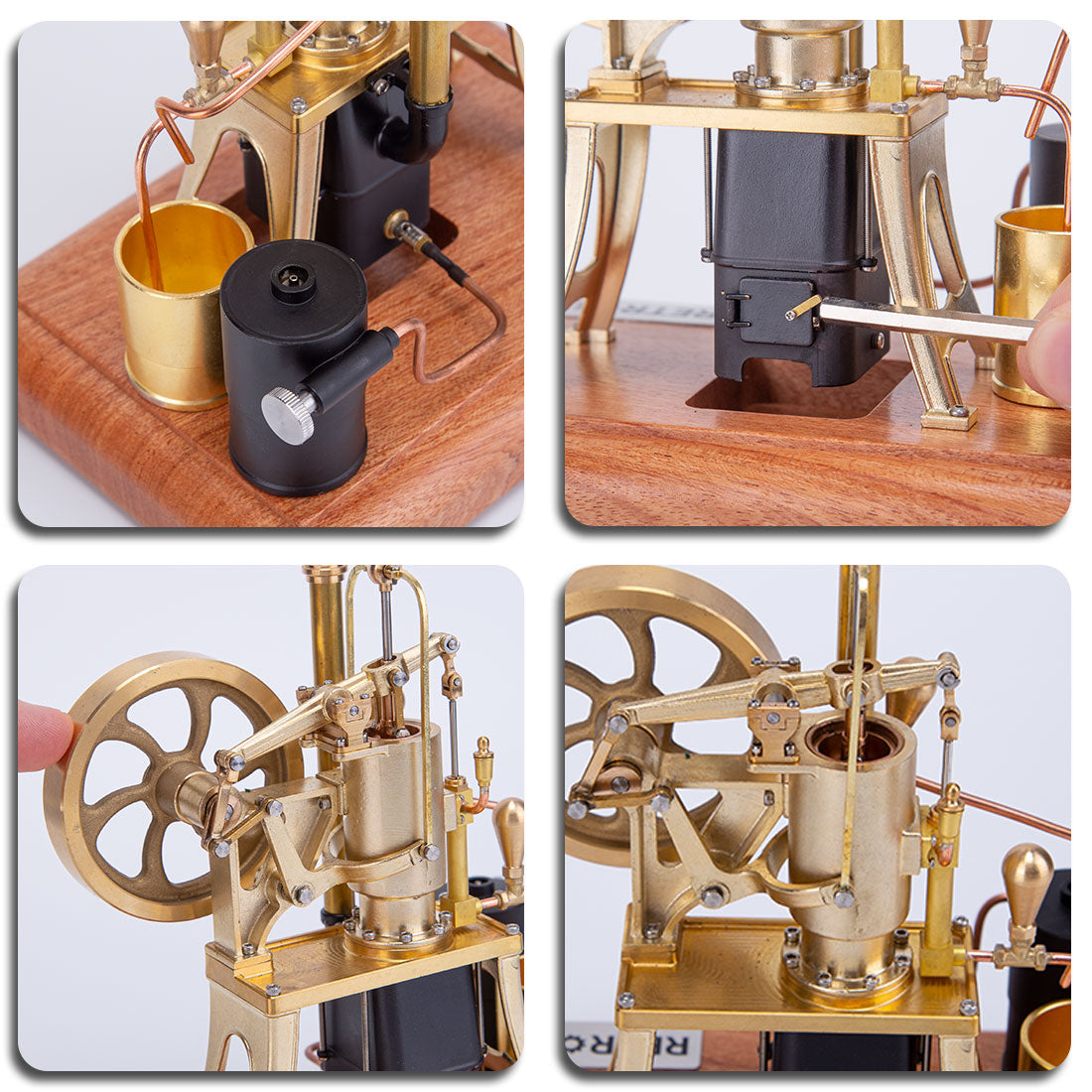 RETROL R01 1/12 Scale Water-Cooled Stirling Engine Model - Mechanical Hot Air Pumping Toy Set Engine Model Diyengmod