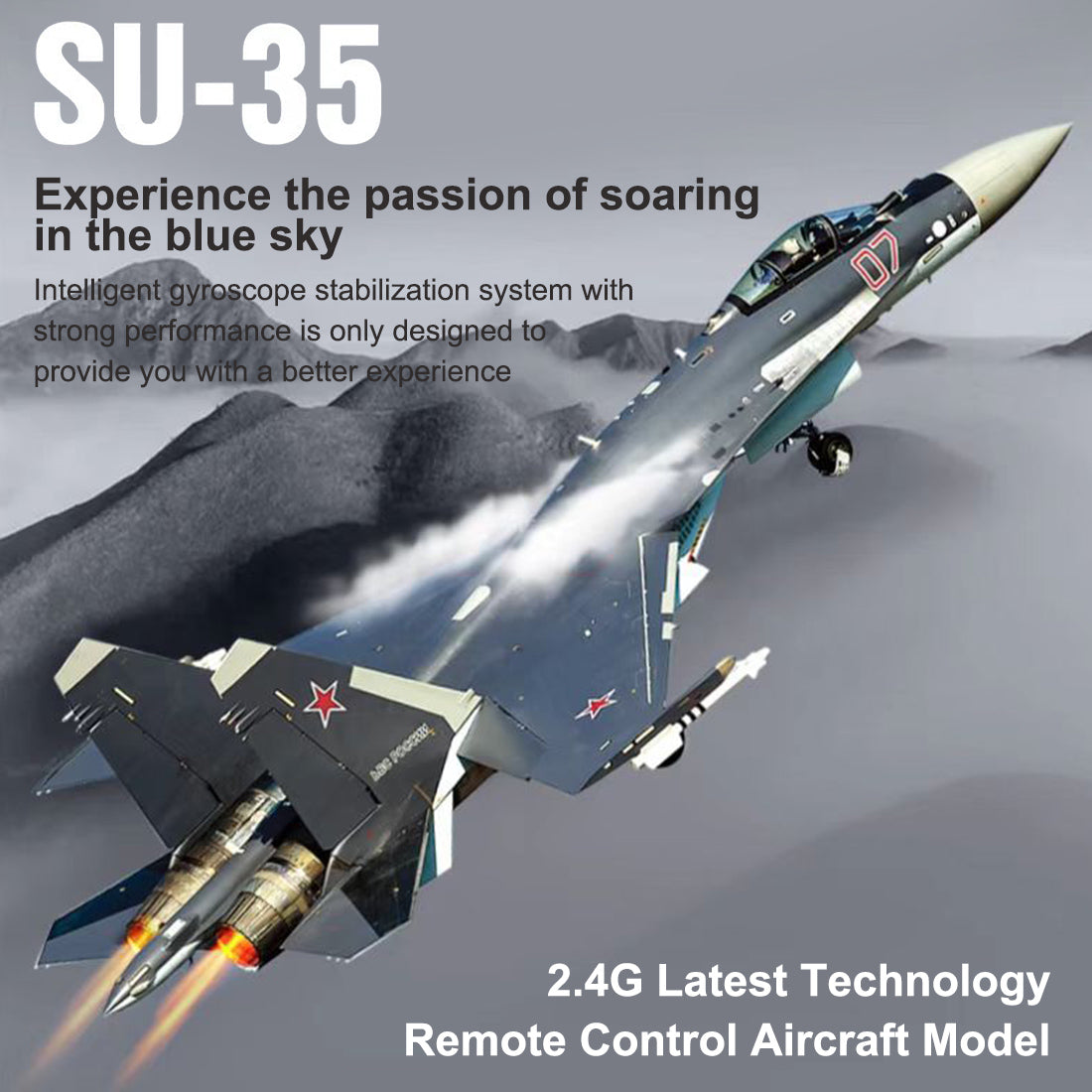 SU35 2.4G Remote Control Fighter Plane - 4CH Electric Aircraft Toy for Boys (Ready-to-Fly) RC Airplane Diyengmod