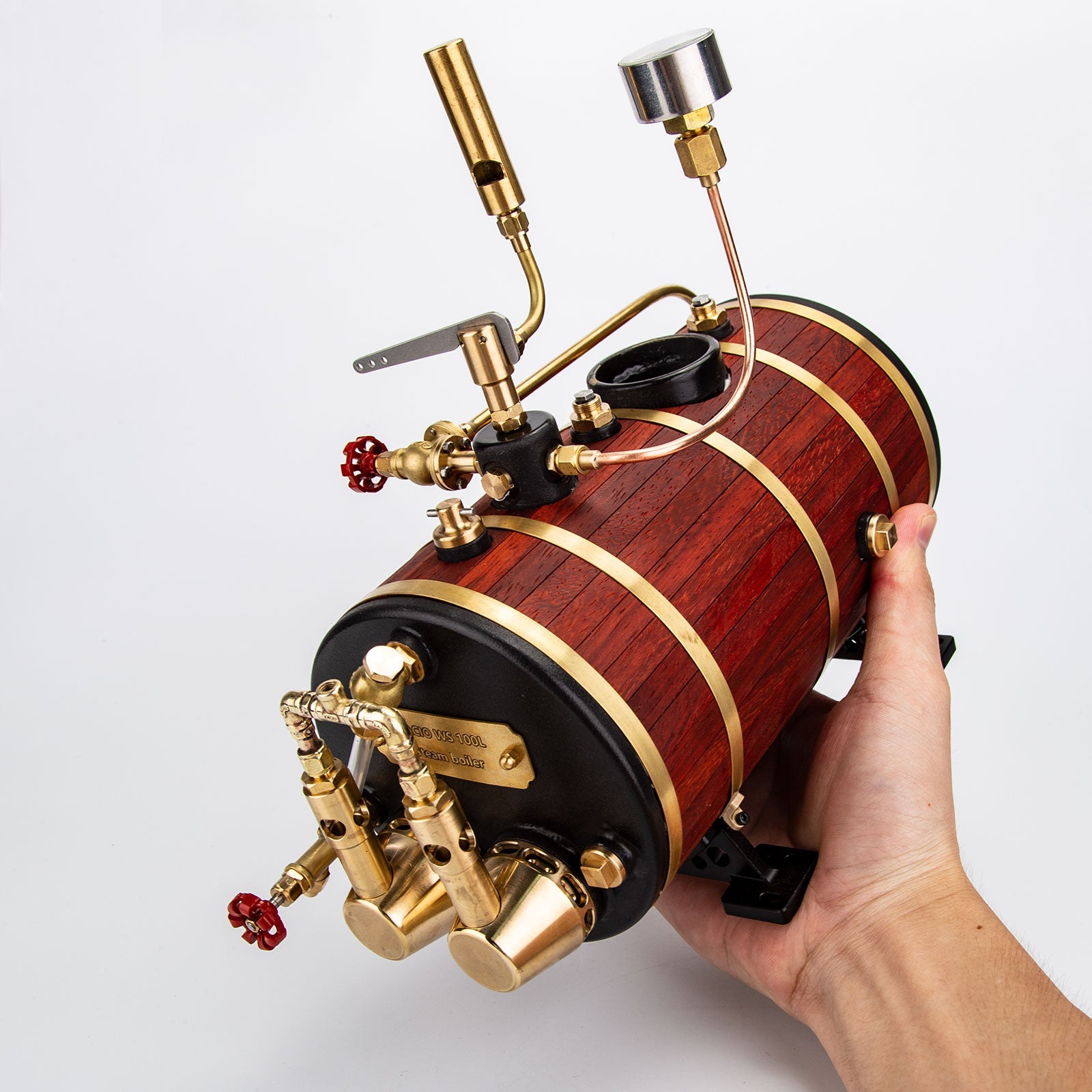 KACIO WS100L 850mL Horizontal Steam Boiler for Model Ship Engines - Premium DIY Kit Steam Engine Diyengmod