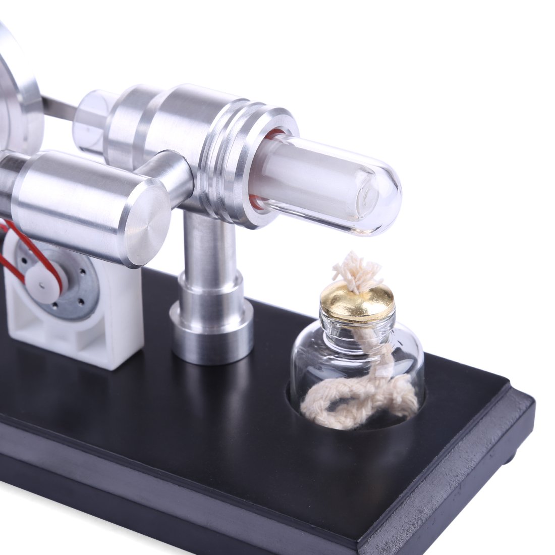 Double-Cylinder Stirling Engine Generator Kit with Colorful LED Lights and DIY Accessories Stirling Engine with LED Diyengmod