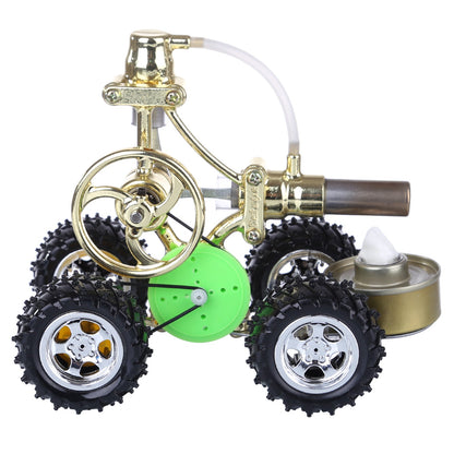 Thermal Power Hybrid Stirling Engine Car Model with LED Lights - DIY Educational Kit Stirling Engine Vehicle Diyengmod