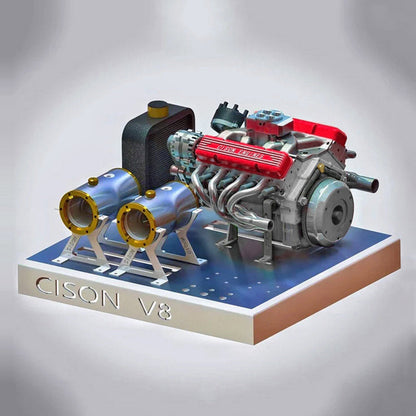 CISON 44CC V8 Engine Model Kit - 1/6 Scale Water-Cooled 4-Stroke Gasoline Engine for RC and Collectors Engine Model Diyengmod