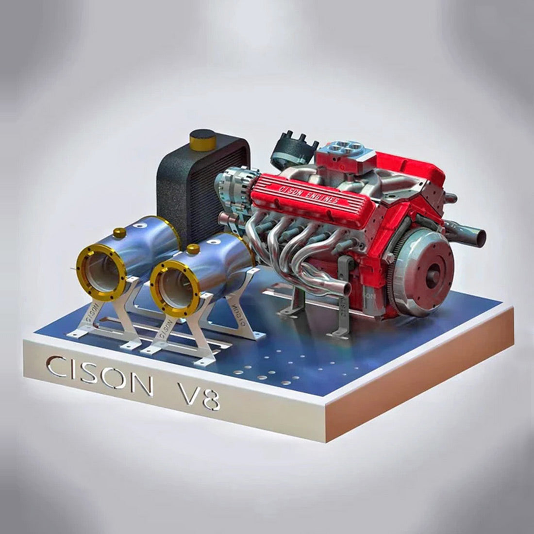 CISON 44CC V8 Engine Model Kit - 1/6 Scale Water-Cooled 4-Stroke Gasoline Engine for RC and Collectors Engine Model Diyengmod