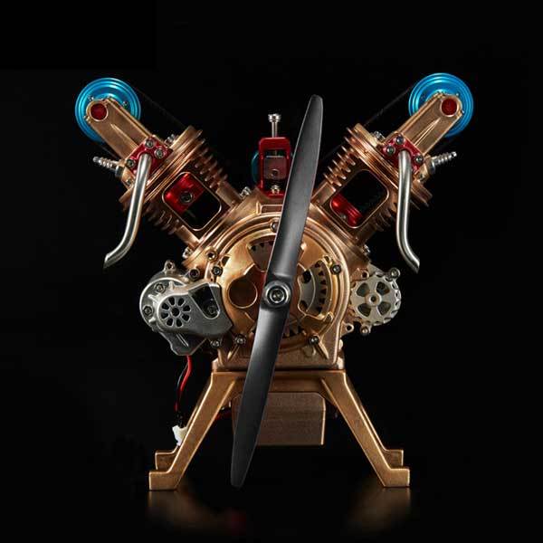 V-Twin Full Metal 2 Cylinder Engine Assembly Kit - 217 Piece Collection Gift Set DIY Engine Diyengmod
