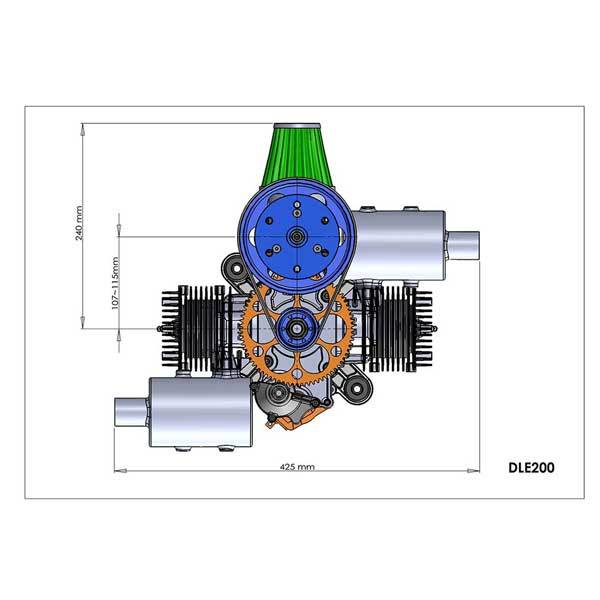 200CC Twin Cylinder Gas Engine for RC Aircraft, Paramotor & UAV by DLE Engines RC Engine Diyengmod