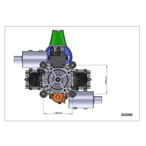 200CC Twin Cylinder Gas Engine for RC Aircraft, Paramotor & UAV by DLE Engines RC Engine Diyengmod
