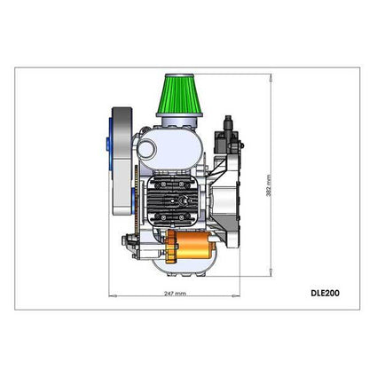 200CC Twin Cylinder Gas Engine for RC Aircraft, Paramotor & UAV by DLE Engines RC Engine Diyengmod