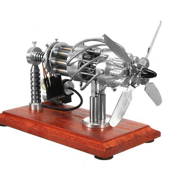 16-Cylinder Gas-Powered Stirling Engine Model Kit with Double Fuel Tanks - DIY Educational Toy Multi-Cylinder Stirling Engine Diyengmod