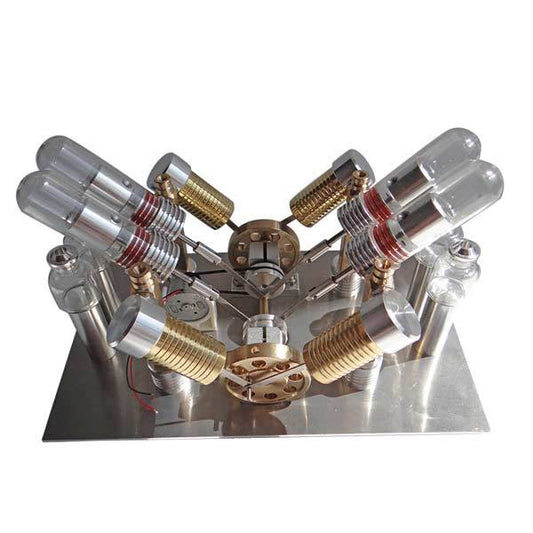 V-Shaped 4-Cylinder Stirling Engine Generator Model for External Combustion Multi-Cylinder Stirling Engine Diyengmod
