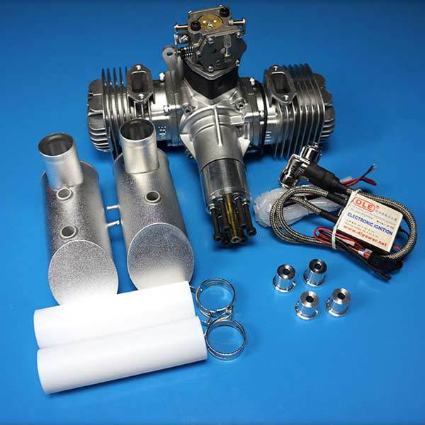 DLE 120CC Twin Cylinder Gas RC Aircraft Engine with Electronic Ignition and Muffler for High-Performance Flying RC Engine Diyengmod