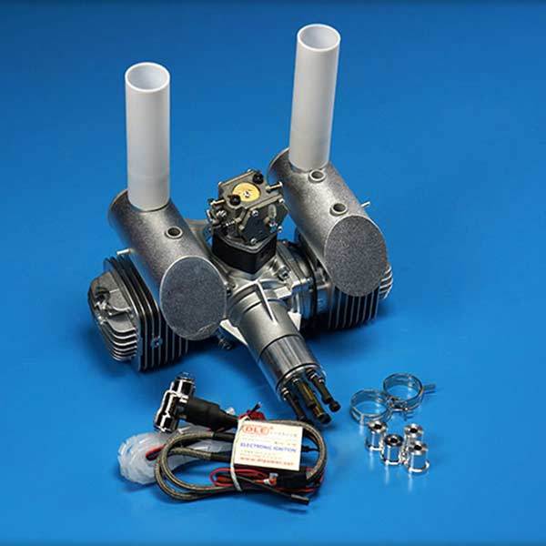 DLE 120CC Twin Cylinder Gas RC Aircraft Engine with Electronic Ignition and Muffler for High-Performance Flying RC Engine Diyengmod
