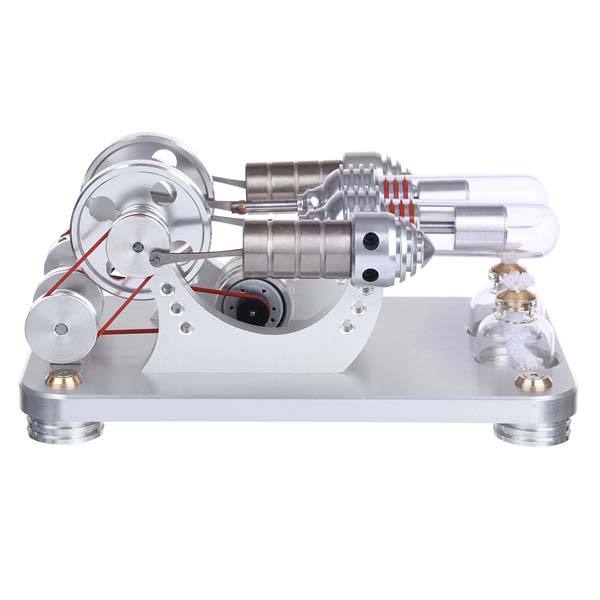 Colorful LED Hot Air Stirling Engine Model - Educational 2 Cylinder Electricity Generator (M14-22-D) Multi-Cylinder Stirling Engine Diyengmod