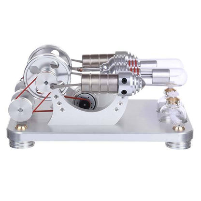 Colorful LED Hot Air Stirling Engine Model - Educational 2 Cylinder Electricity Generator (M14-22-D) Multi-Cylinder Stirling Engine Diyengmod