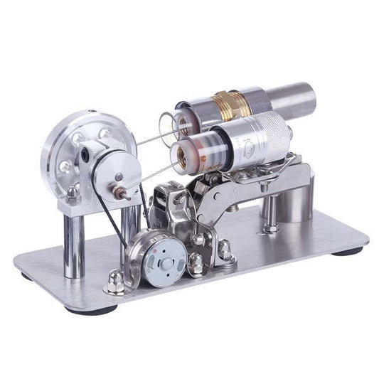 Brass Cylinder Hot Air Stirling Engine Educational Model - Fun Electricity Generator STEM Toy Stirling Engine with LED Diyengmod