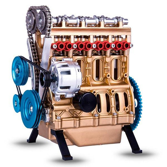 Metal 4-Cylinder V4 Car Engine Assembly Kit - DIY Model Building Experience DIY Engine Diyengmod Old Style