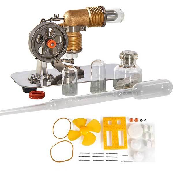 High-Performance Mini Stirling Engine Model - Pocket-Sized Science Experiment Kit - DIY EngMod Single Cylinder Stirling Engine Diyengmod