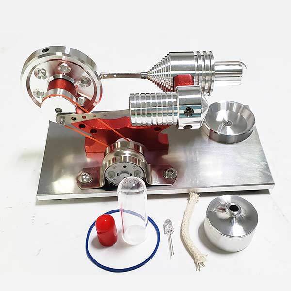 Mini Metal Stirling Engine Generator with Colorful LED Lights - A Fun Science Model for All Ages Stirling Engine with LED Diyengmod