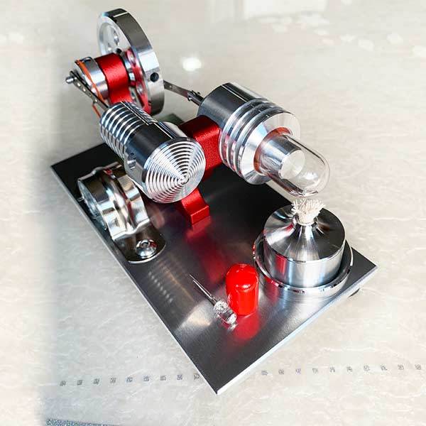 Mini Metal Stirling Engine Generator with Colorful LED Lights - A Fun Science Model for All Ages Stirling Engine with LED Diyengmod