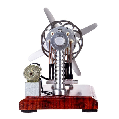 16-Cylinder Swash Plate Stirling Engine Model with Digital Voltage Meter and LED Display - DIY Engineering Kit Multi-Cylinder Stirling Engine Diyengmod