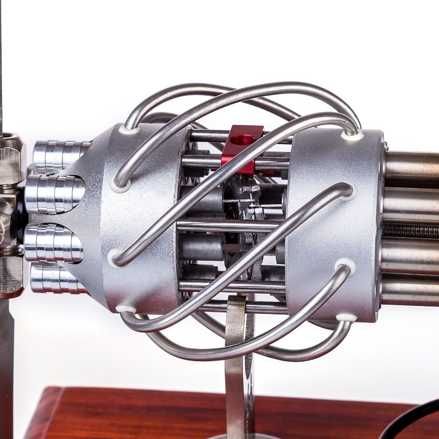 16-Cylinder Swash Plate Stirling Engine Model with Digital Voltage Meter and LED Display - DIY Engineering Kit Multi-Cylinder Stirling Engine Diyengmod