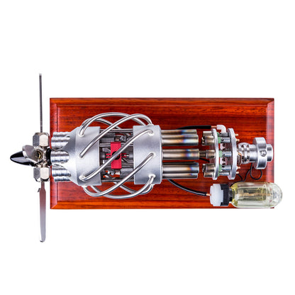 16-Cylinder Swash Plate Stirling Engine Model with Digital Voltage Meter and LED Display - DIY Engineering Kit Multi-Cylinder Stirling Engine Diyengmod