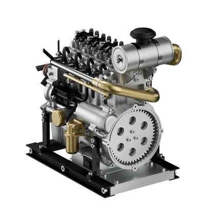 1:10 Scale L4 Diesel Engine Model Kit - Fully Functional Mini Diesel Engine with Cooling System - 300+ Metal Parts by TECHING Engine Models Diyengmod No Cooling System