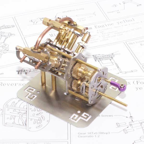 Compact V4 Steam Engine Model with Reversible Gearbox - Creative DIY Gift Steam Engine Diyengmod