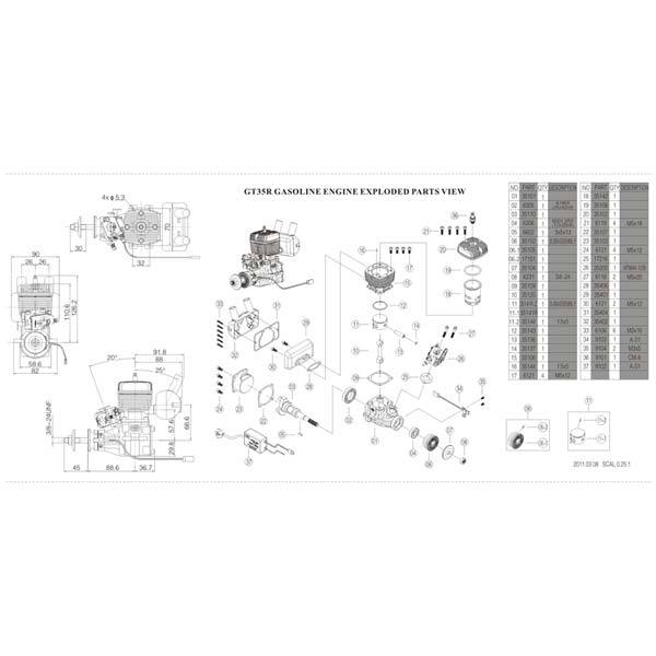 NGH GT35R 35cc Rear Exhaust Two-Stroke Engine for RC Fixed Wing Aircraft - DIYEngMod RC Engine Diyengmod