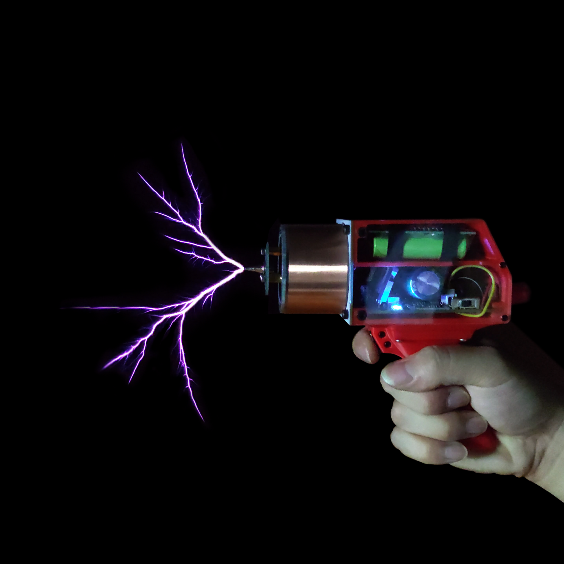 Portable Handheld Tesla Coil - 10cm Arc Lightning Generator for Science Experiments - US Plug Engine Models Diyengmod Red/Classic