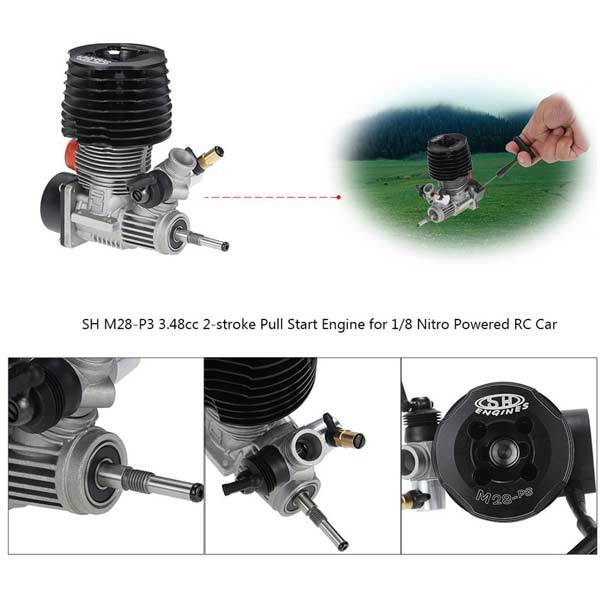 High-Performance 4.57cc Pull Start Nitro Engine (33000 RPM) for 1/8 Buggy/Truggy RC Cars - SH M28-P3 RC Engine Diyengmod