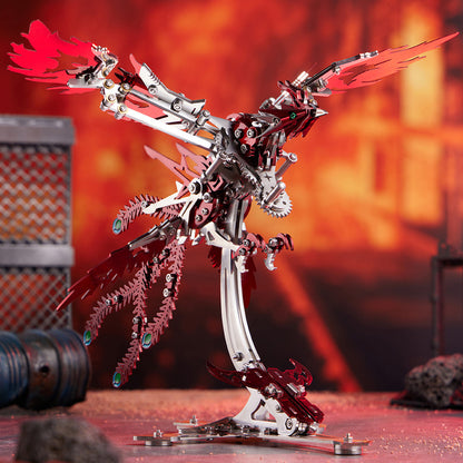 DIY Mechanical Phoenix Flapping Wings 3D Metal Puzzle Kit - 358 Pieces 3D Puzzle Model Kit Diyengmod Red