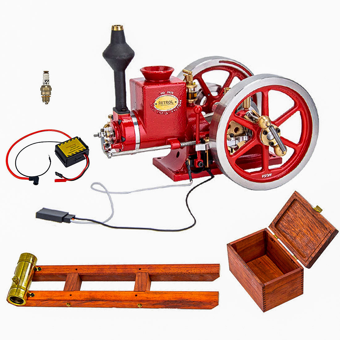 RETROL HM-01 DIY Hit and Miss Engine Model with Complete Starter Kit and Accessories - One-Key Start System Engine Models Diyengmod RTR