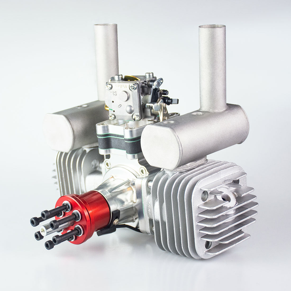 120cc Air-Cooled Twin-Cylinder Gasoline Engine for RC Fixed Wing Aircraft - 2-Stroke Piston Valve Performance Engine Model Diyengmod