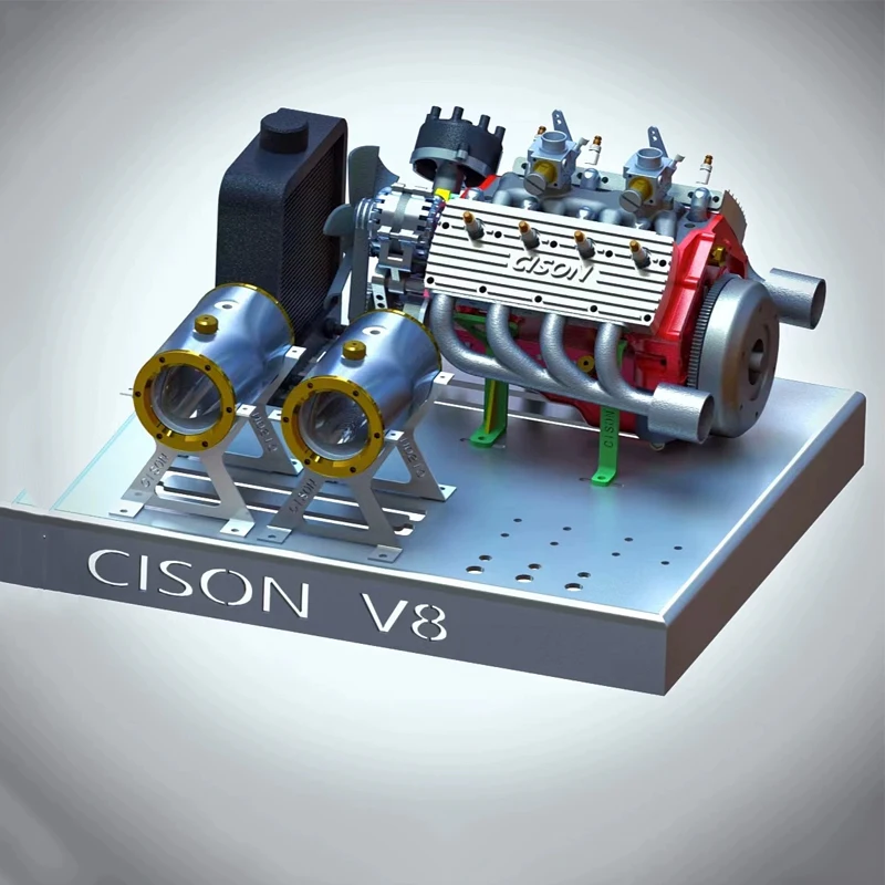 CISON 44CC V8 Engine Model Kit - 1/6 Scale Water-Cooled 4-Stroke Gasoline Engine for RC and Collectors Engine Model Diyengmod Flathead V8（ALL SET)