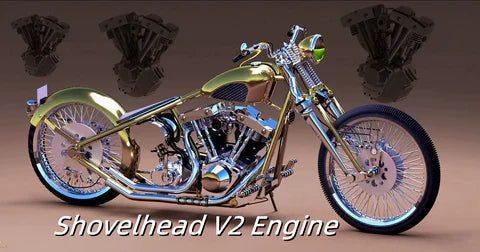 CISON FG-VT157 15.7cc Mini V-Twin Shovelhead Engine - 4-Stroke Air-Cooled Gasoline RC Motorcycle Engine Model RC Engine Diyengmod