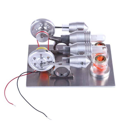 2-Cylinder Stirling Engine Science Kit with Electric Generator - DIY Educational Toy Multi-Cylinder Stirling Engine Diyengmod