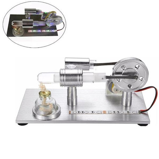 Colorful Illuminated Stirling Engine Generator - Unique Desktop Model for Science Enthusiasts and Collectors Stirling Engine with LED Diyengmod