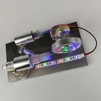 Colorful Illuminated Stirling Engine Generator - Unique Desktop Model for Science Enthusiasts and Collectors Stirling Engine with LED Diyengmod