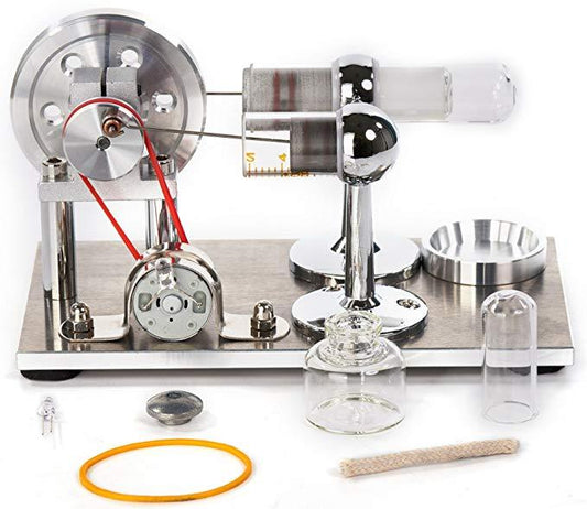 Colorful LED Stirling Engine Model - Hot Air Electricity Generator Educational Toy Stirling Engine with LED Diyengmod