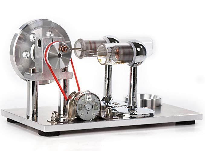 Colorful LED Stirling Engine Model - Hot Air Electricity Generator Educational Toy Stirling Engine with LED Diyengmod
