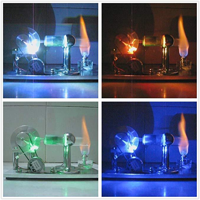 Colorful LED Stirling Engine Model - Hot Air Electricity Generator Educational Toy Stirling Engine with LED Diyengmod