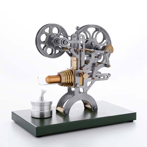 Retro Film Projector Stirling Engine Model - DIY Assembly External Combustion Engine with Elegant Metal Base, Ideal Gift for Science Enthusiasts Stirling Engine Diyengmod