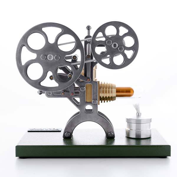 Retro Film Projector Stirling Engine Model - DIY Assembly External Combustion Engine with Elegant Metal Base, Ideal Gift for Science Enthusiasts Stirling Engine Diyengmod