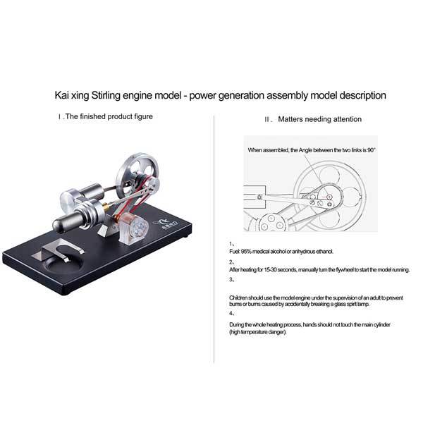 Unassembled Stirling Engine Kit with 4 LED Lights - Ideal Educational Gift for Science Enthusiasts DIY Engine Diyengmod