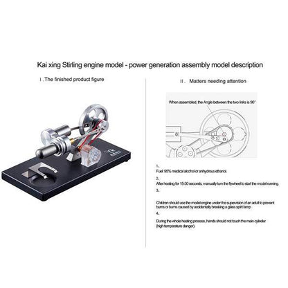 Unassembled Stirling Engine Kit with 4 LED Lights - Ideal Educational Gift for Science Enthusiasts DIY Engine Diyengmod