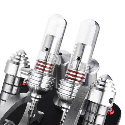 V4 4-Cylinder Stirling Engine Model Kit - External Combustion Generator with Colorful LED Lights Multi-Cylinder Stirling Engine Diyengmod
